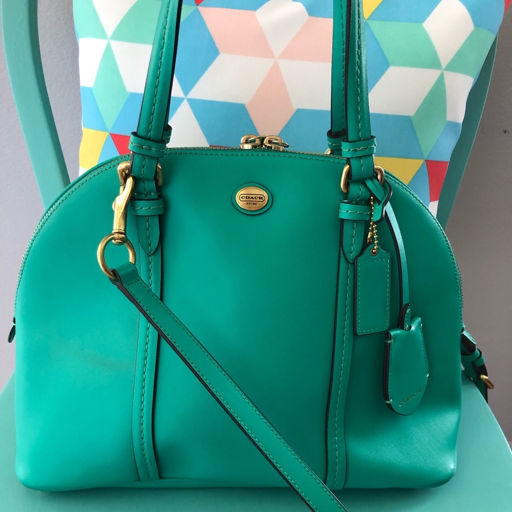 Beautiful teal leather Coach handbag